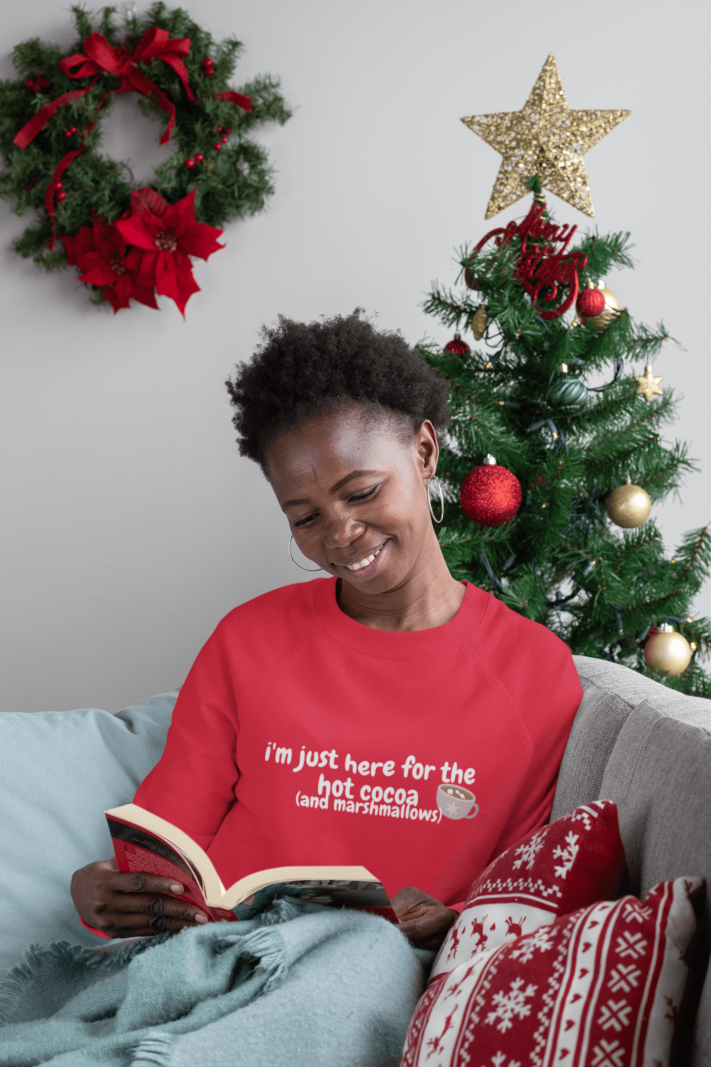 I'm Just Here for the Hot Cocoa Sweatshirt - Sharp Tact Kreativ | Tees & Gifts with Encouraging Messages to Brighten Your Day with a Bit of Wit