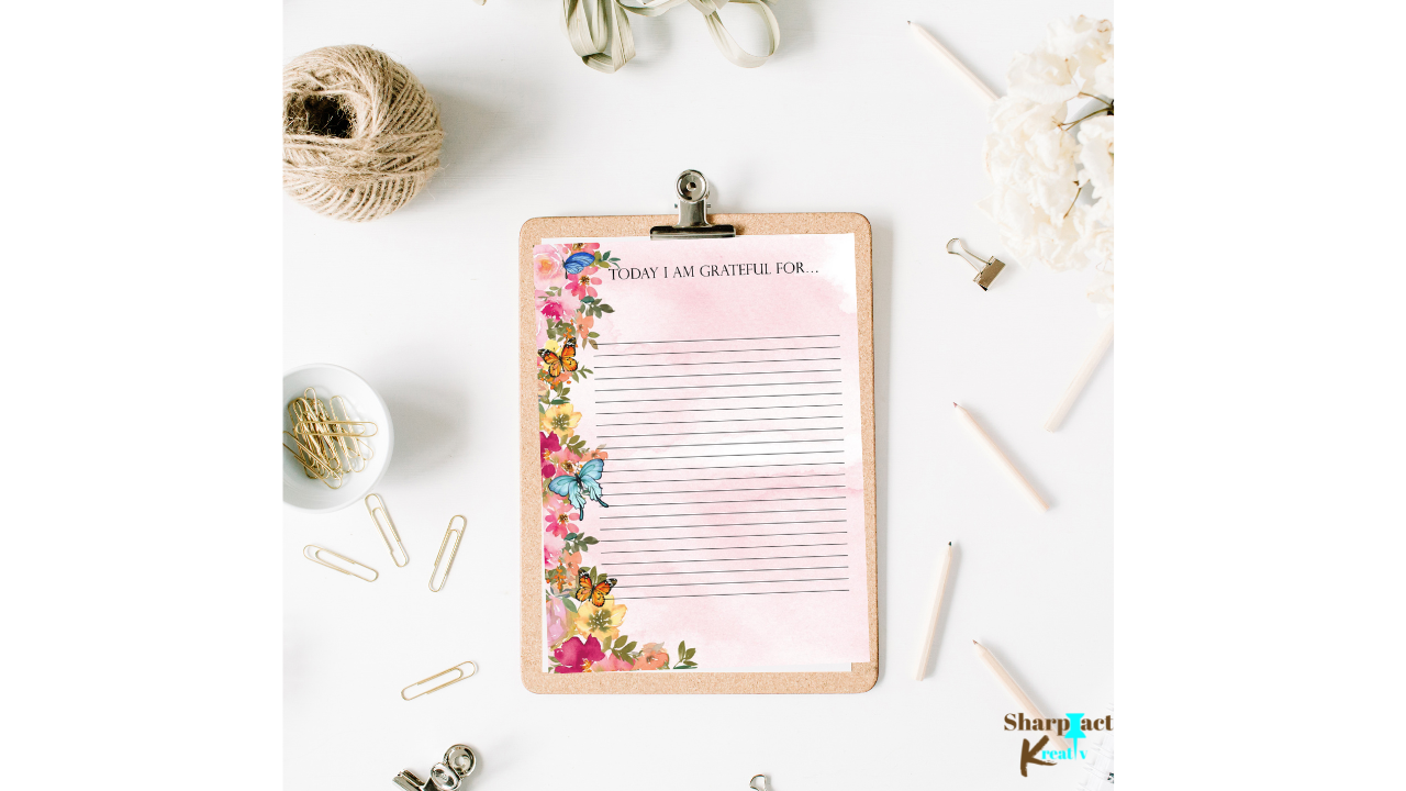 A Gratitude Journal with flowers and a Gratitude Journal next to it, from the brand Sharp Tact Kreativ | Tees & Gifts with Encouraging Messages to Brighten Your Day with a Bit of Wit.
