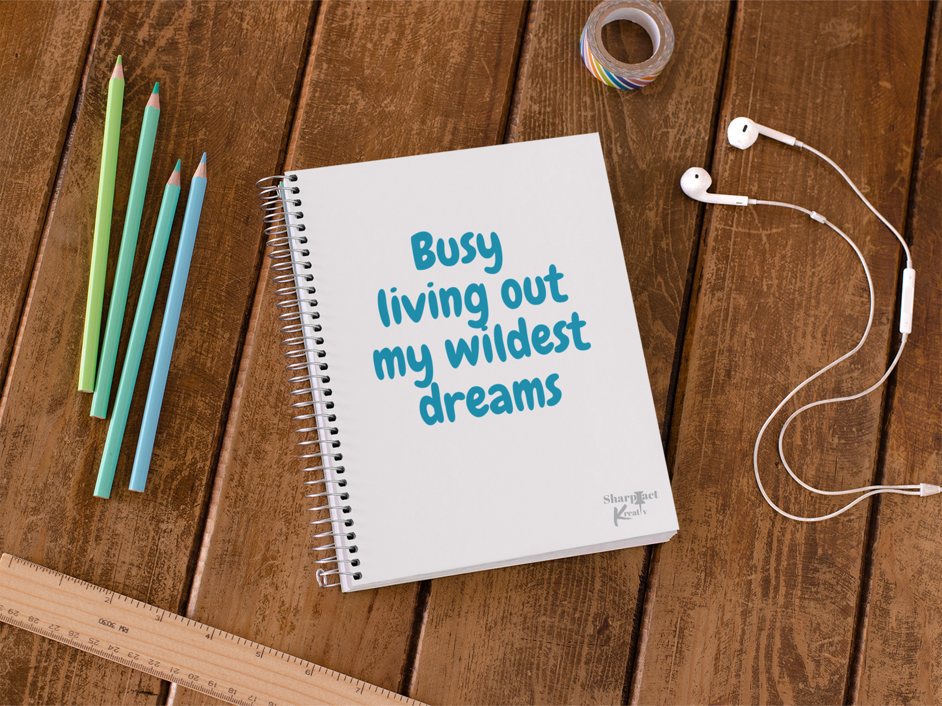Sharp Tact Kreativ | Tees & Gifts with Encouraging Messages to Brighten Your Day with a Bit of Wit Busy Living Out My Wildest Dreams Notebook.