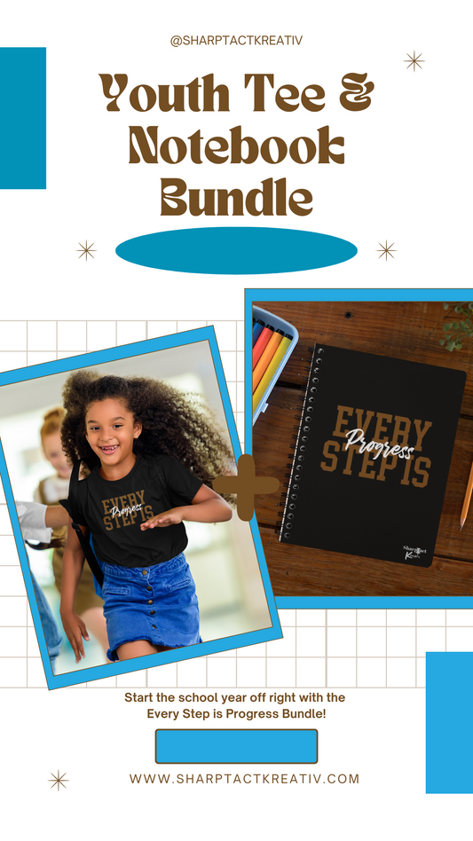 Every Step is Progress Bundle (Youth Tee) by Sharp Tact Kreativ | Tees & Gifts with Encouraging Messages to Brighten Your Day with a Bit of Wit