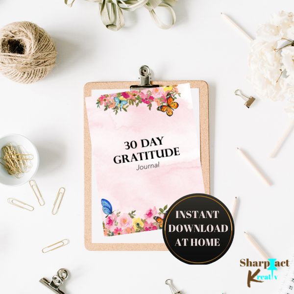 30 day Good Vibes Bundle gratitude journal printable by Sharp Tact Kreativ.