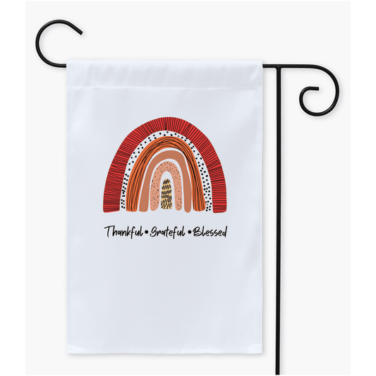 Thankful, Grateful, Blessed Yard Flag - Sharp Tact Kreativ | Tees & Gifts with Encouraging Messages to Brighten Your Day with a Bit of Wit