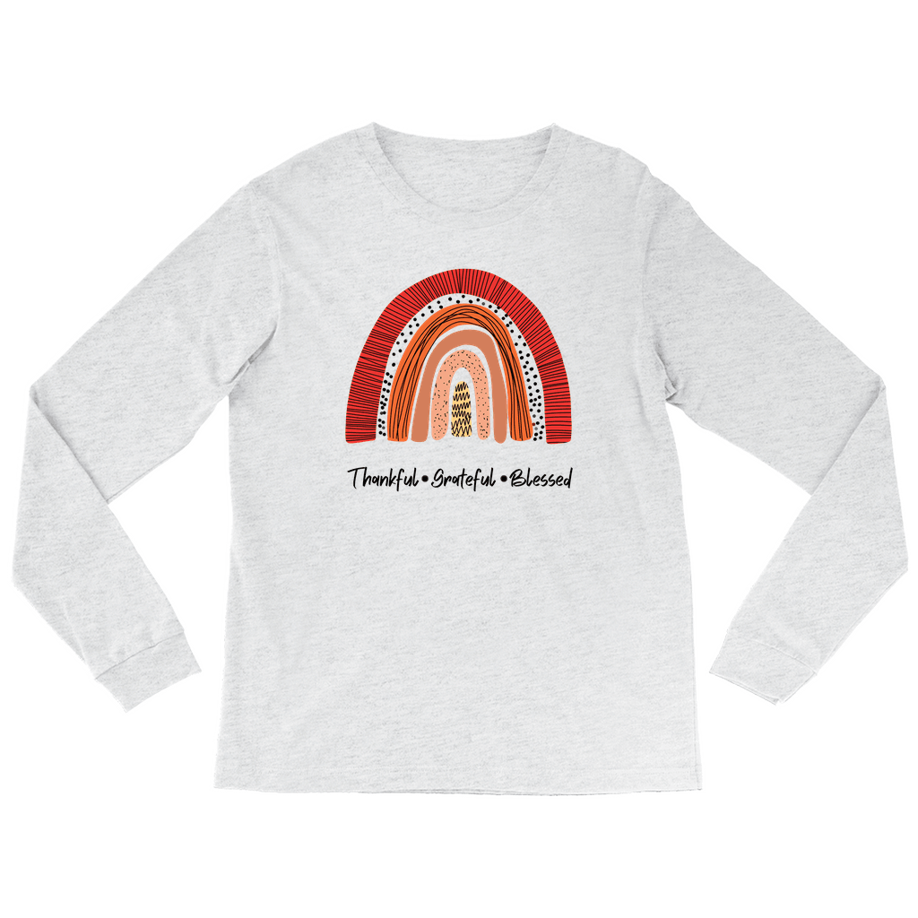 Thankful, Grateful, Blessed Fall Long Sleeve Tee - Sharp Tact Kreativ | Tees & Gifts with Encouraging Messages to Brighten Your Day with a Bit of Wit