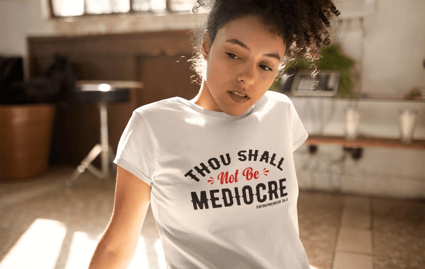 Thou Shall Not Be Mediocre Tee - Sharp Tact Kreativ | Tees & Gifts with Encouraging Messages to Brighten Your Day with a Bit of Wit