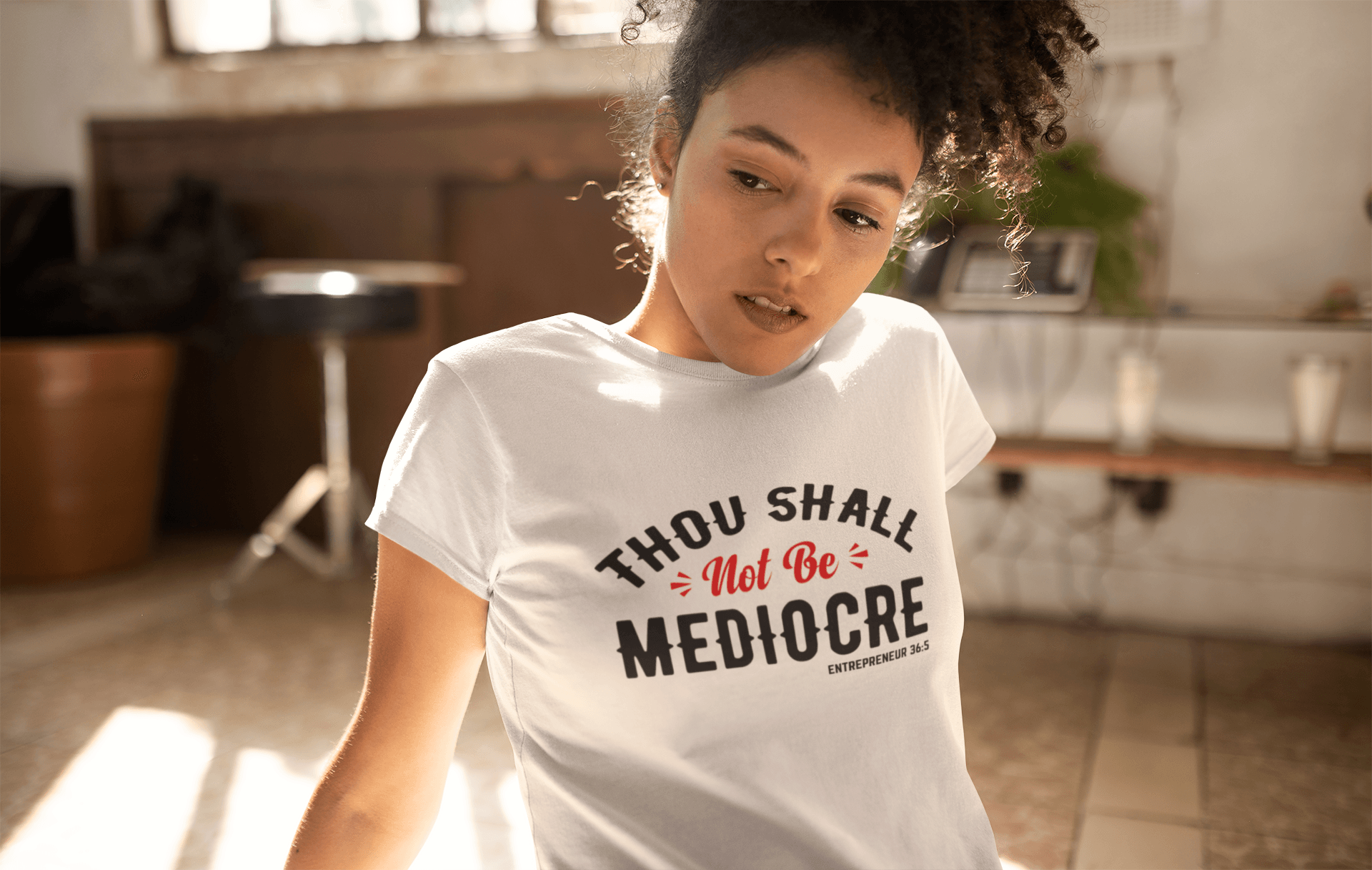 Thou Shall Not Be Mediocre Tee - Sharp Tact Kreativ | Tees & Gifts with Encouraging Messages to Brighten Your Day with a Bit of Wit