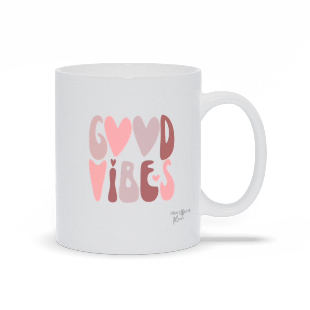 Sharp Tact Kreativ | Tees & Gifts with Encouraging Messages to Brighten Your Day with a Bit of Wit Good Vibes Mug.