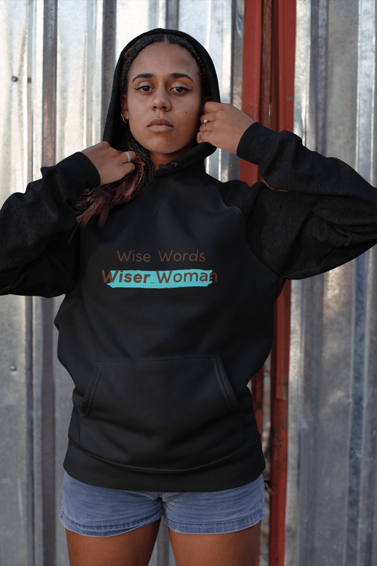 Wise Words, Wiser Woman Hoodie - Sharp Tact Kreativ | Tees & Gifts with Encouraging Messages to Brighten Your Day with a Bit of Wit